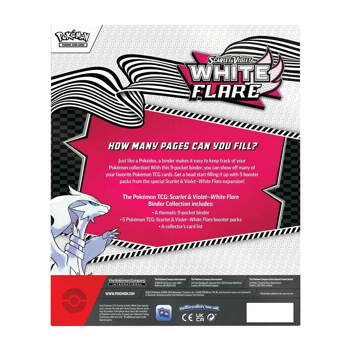 White Flare Binder Collection Pokemon Trading Card Game